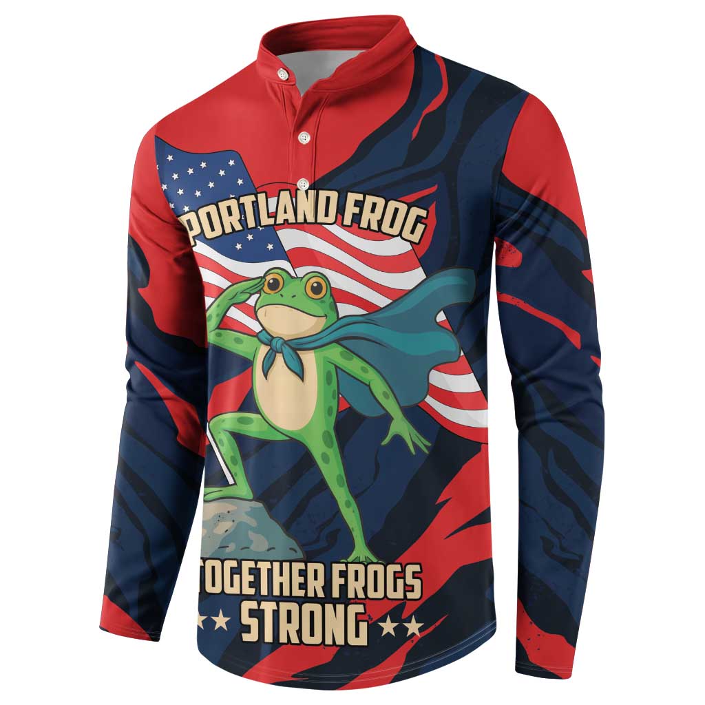 Portland Frog Protest Personalized Button Sweatshirt Frogs Together Strong - Wonder Print Shop
