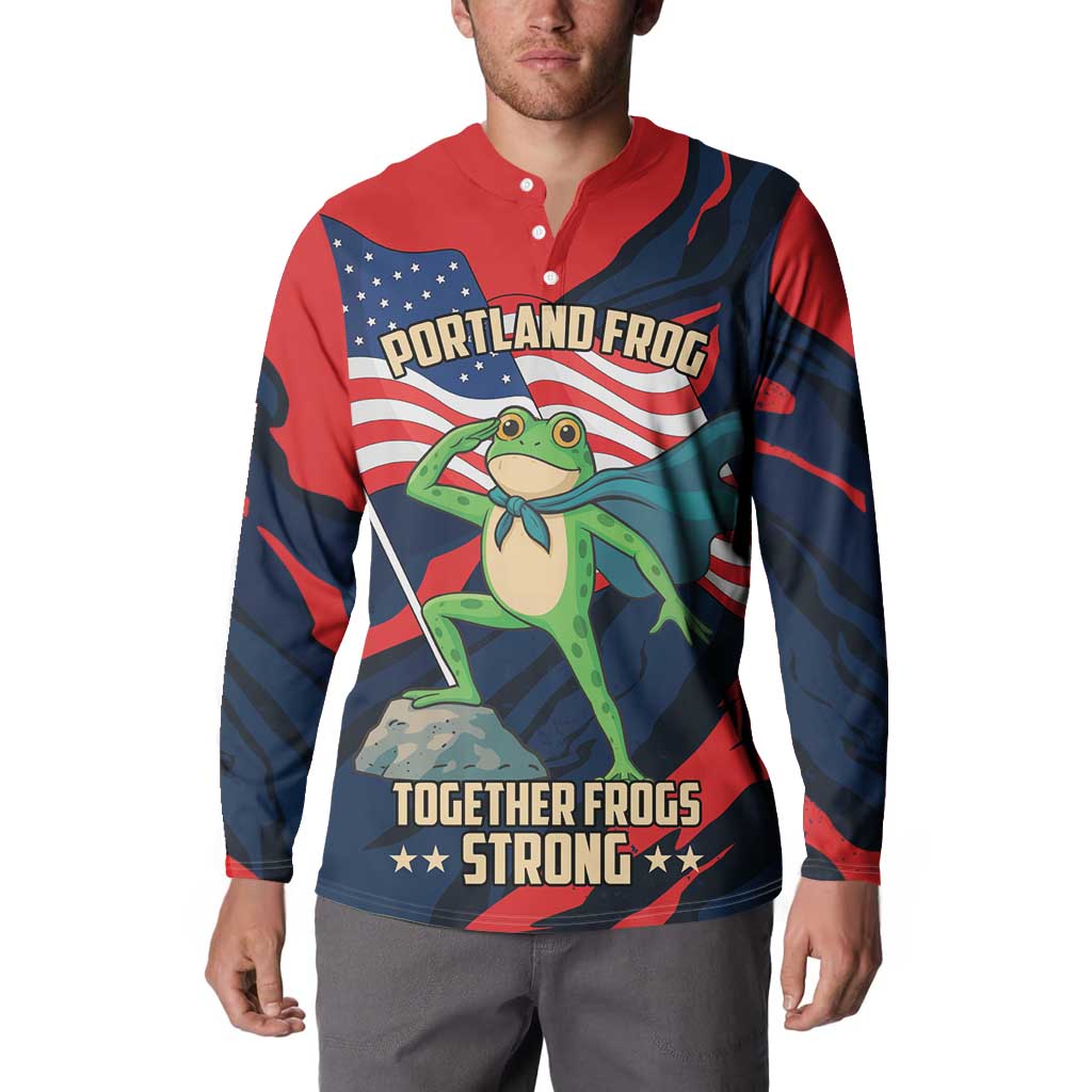 Portland Frog Protest Personalized Button Sweatshirt Frogs Together Strong - Wonder Print Shop