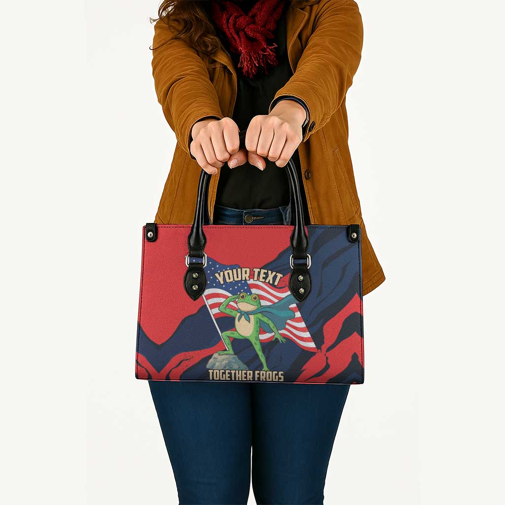 Portland Frog Protest Personalized Leather Bag Frogs Together Strong - Wonder Print Shop