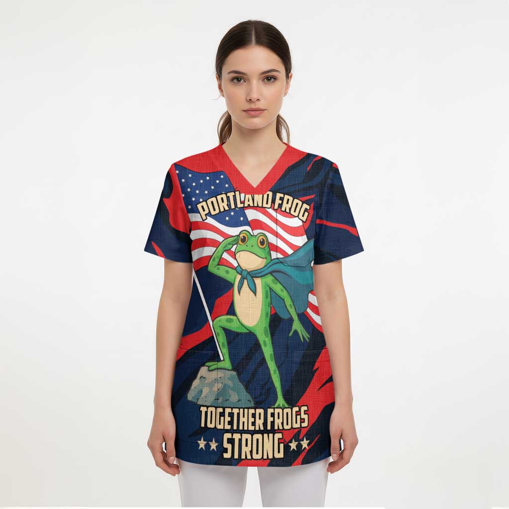 Portland Frog Protest Personalized Scrub Top Frogs Together Strong - Wonder Print Shop