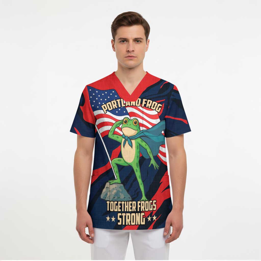 Portland Frog Protest Personalized Scrub Top Frogs Together Strong - Wonder Print Shop