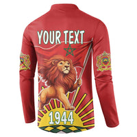 Red button sweatshirt with back "YOUR TEXT", lion flag artwork, 1944, emblem sleeve prints