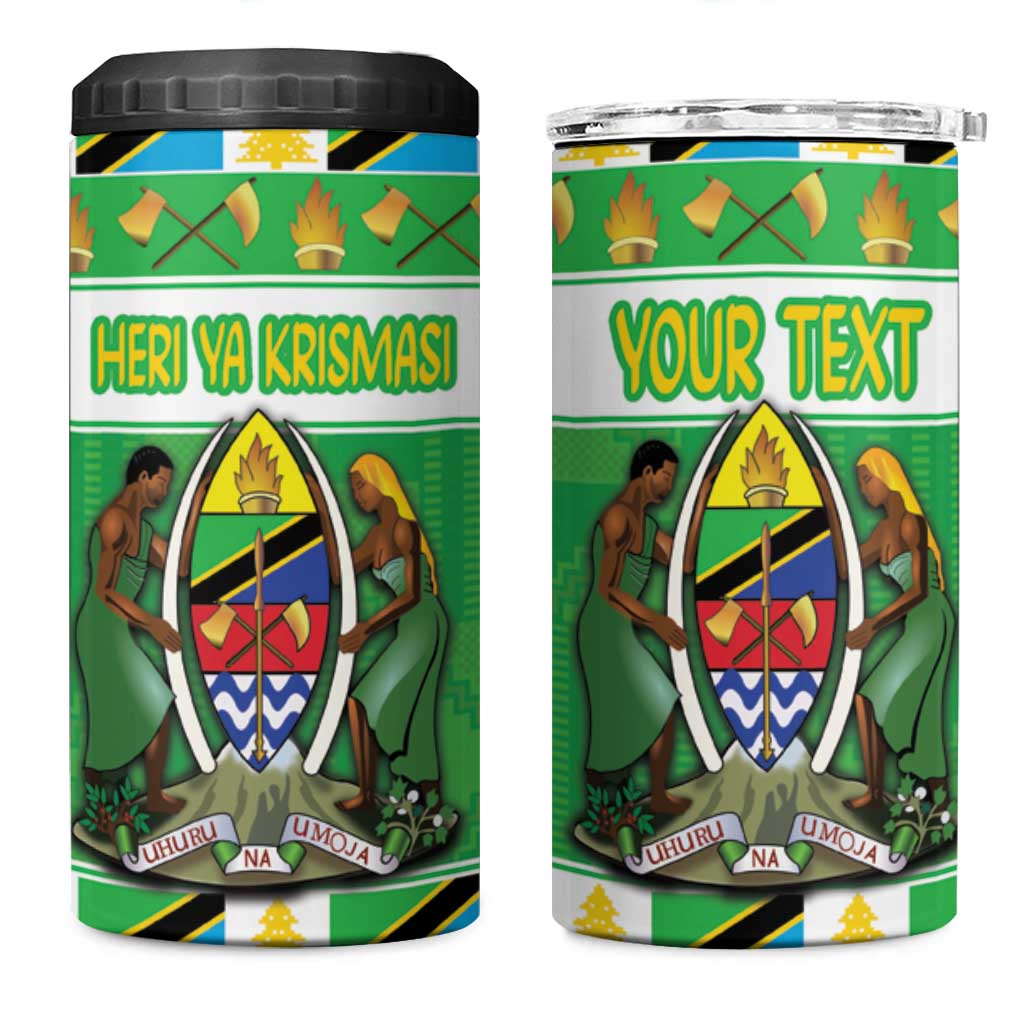 Personalized Tanzania Christmas 4 in 1 Can Cooler Tumbler Uhuru na Umoja Heri ya Krismasi - Wonder Print Shop