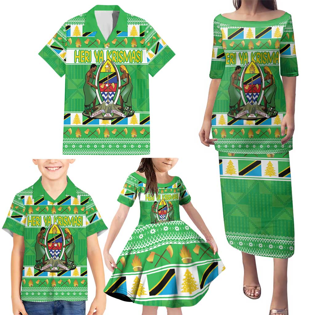 Personalized Tanzania Christmas Family Matching Puletasi and Hawaiian Shirt Uhuru na Umoja Heri ya Krismasi - Wonder Print Shop