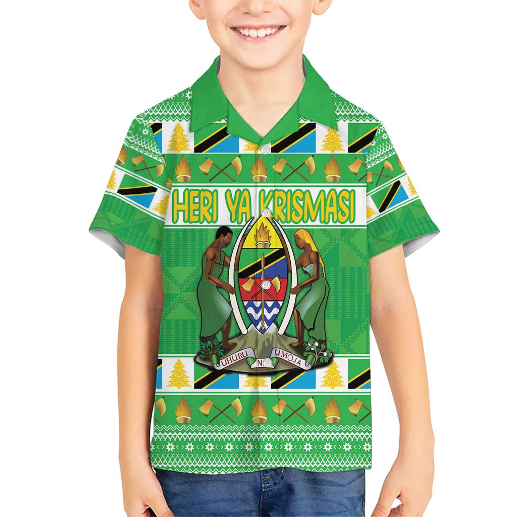 Personalized Tanzania Christmas Kid Hawaiian Shirt Uhuru na Umoja Heri ya Krismasi - Wonder Print Shop