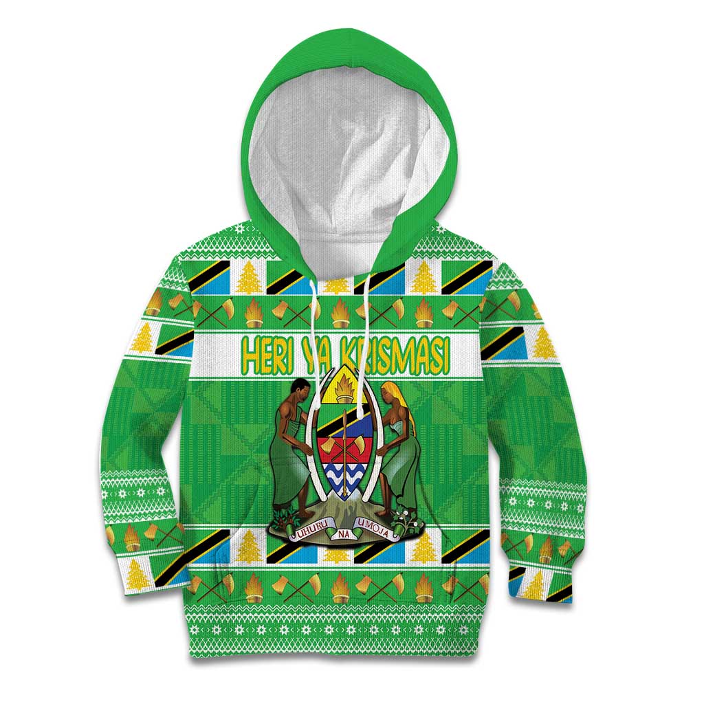 Personalized Tanzania Christmas Kid Hoodie Uhuru na Umoja Heri ya Krismasi - Wonder Print Shop