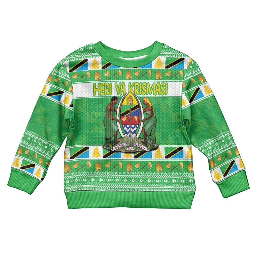 Personalized Tanzania Christmas Kid Ugly Christmas Sweater Uhuru na Umoja Heri ya Krismasi - Wonder Print Shop