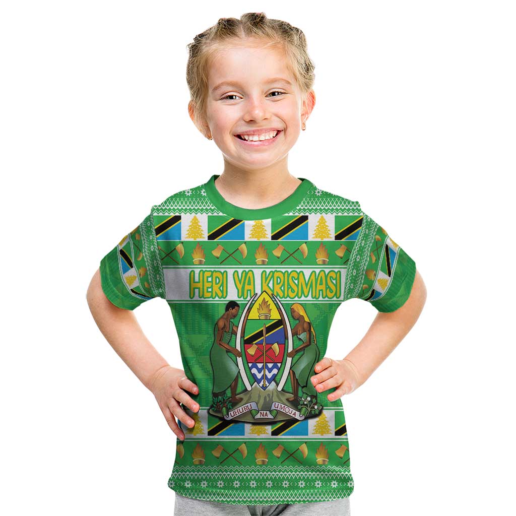 Personalized Tanzania Christmas Kid T Shirt Uhuru na Umoja Heri ya Krismasi - Wonder Print Shop