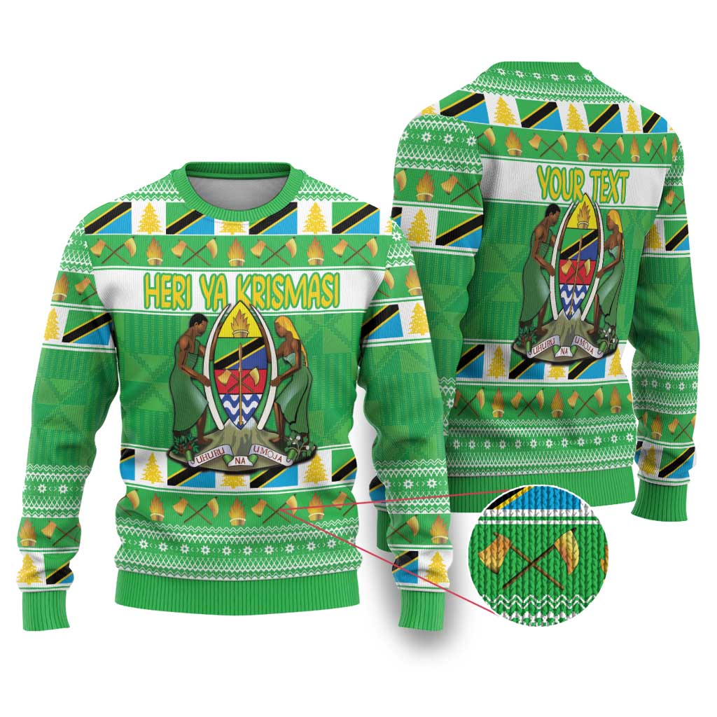 Personalized Tanzania Christmas Ugly Christmas Sweater Uhuru na Umoja Heri ya Krismasi - Wonder Print Shop