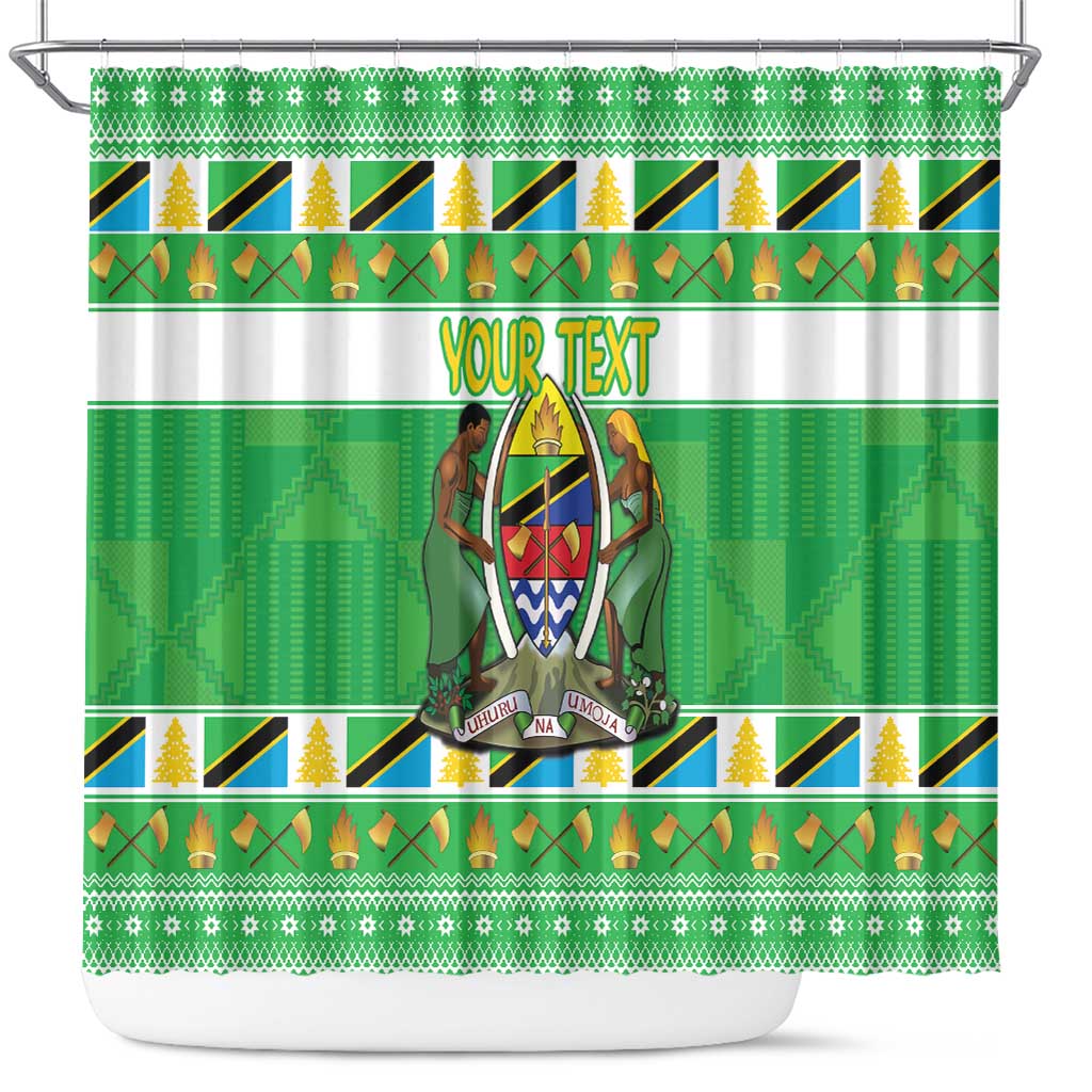 Personalized Tanzania Christmas Shower Curtain Uhuru na Umoja Heri ya Krismasi