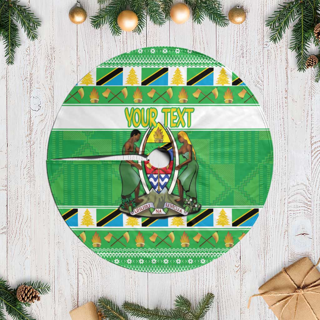 Personalized Tanzania Christmas Tree Skirt Uhuru na Umoja Heri ya Krismasi - Wonder Print Shop