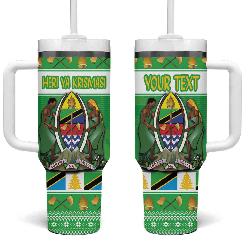 Personalized Tanzania Christmas Tumbler With Handle Uhuru na Umoja Heri ya Krismasi - Wonder Print Shop