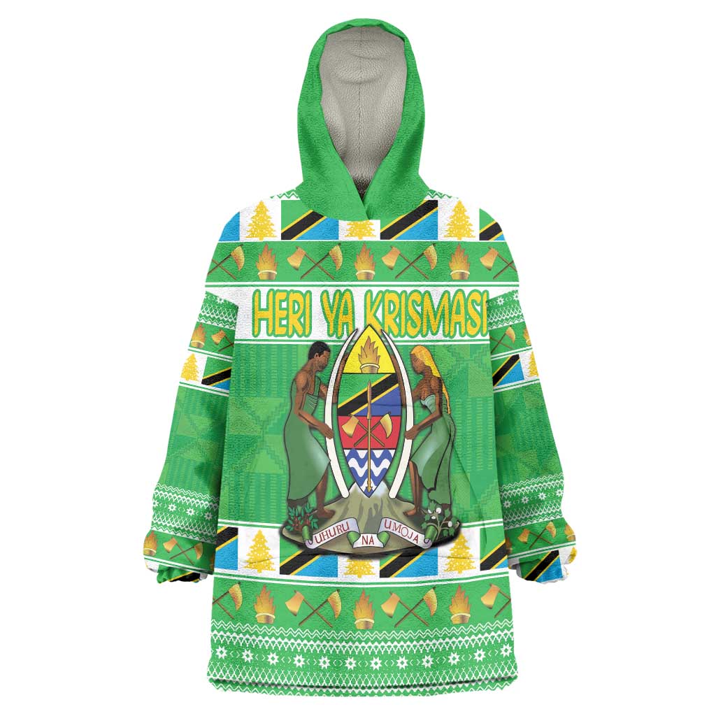 Personalized Tanzania Christmas Wearable Blanket Hoodie Uhuru na Umoja Heri ya Krismasi