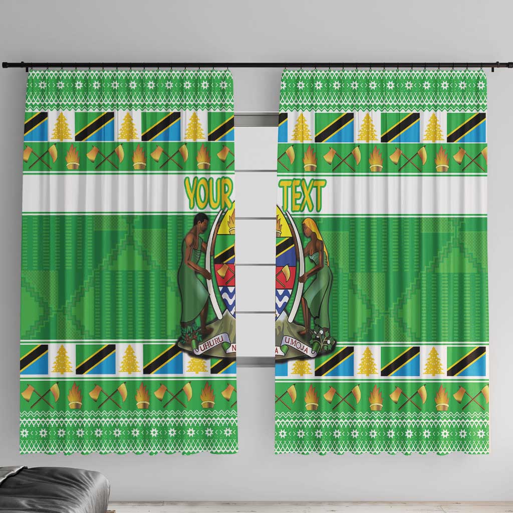 Personalized Tanzania Christmas Window Curtain Uhuru na Umoja Heri ya Krismasi - Wonder Print Shop