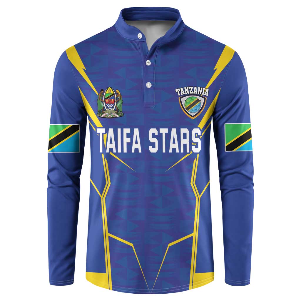Blue football button sweatshirt with crest and 'TAIFA STARS' front graphic