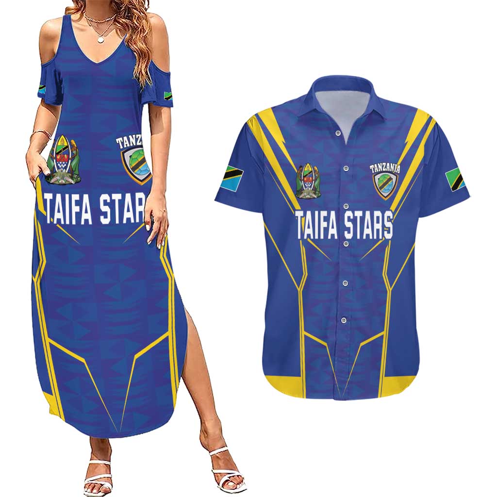 Custom Tanzania Football Couples Matching Summer Maxi Dress and Hawaiian Shirt Taifa Stars Sporty Style - Wonder Print Shop