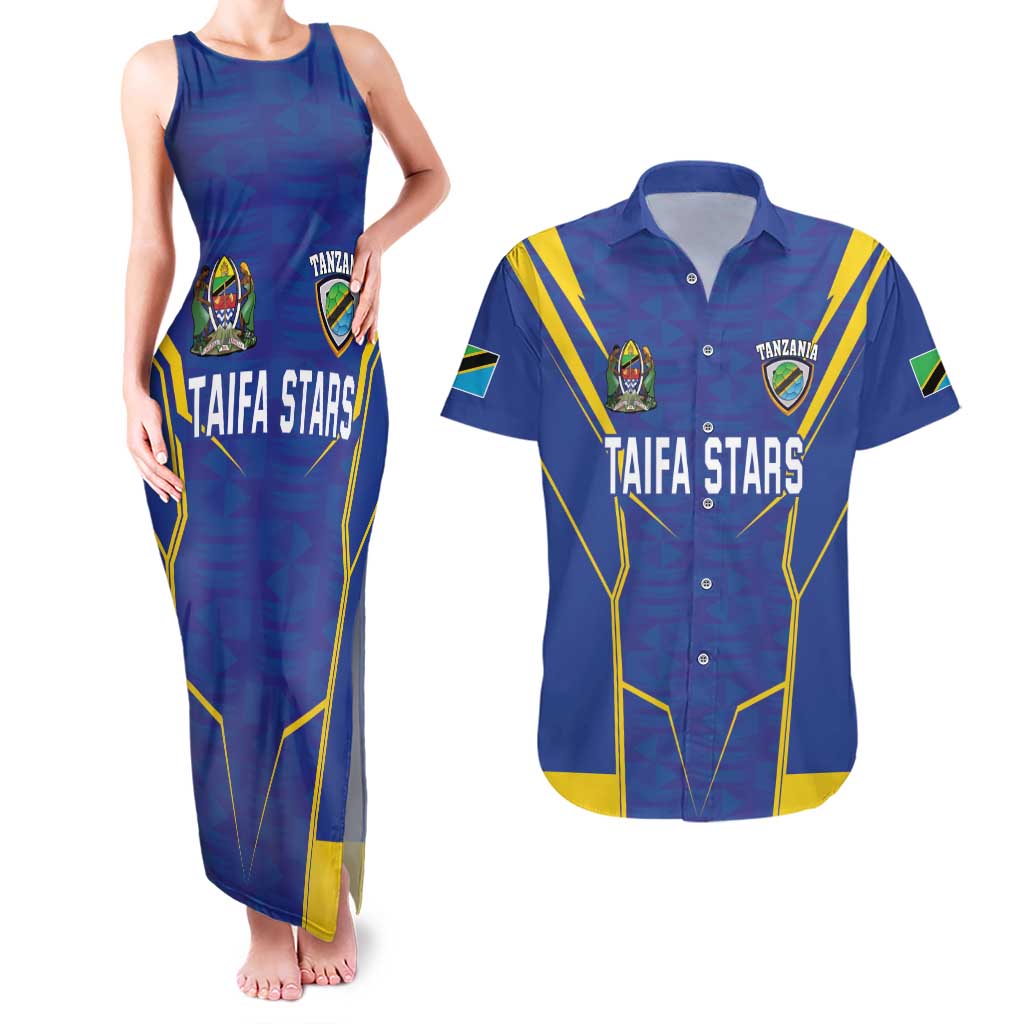 Custom Tanzania Football Couples Matching Tank Maxi Dress and Hawaiian Shirt Taifa Stars Sporty Style - Wonder Print Shop