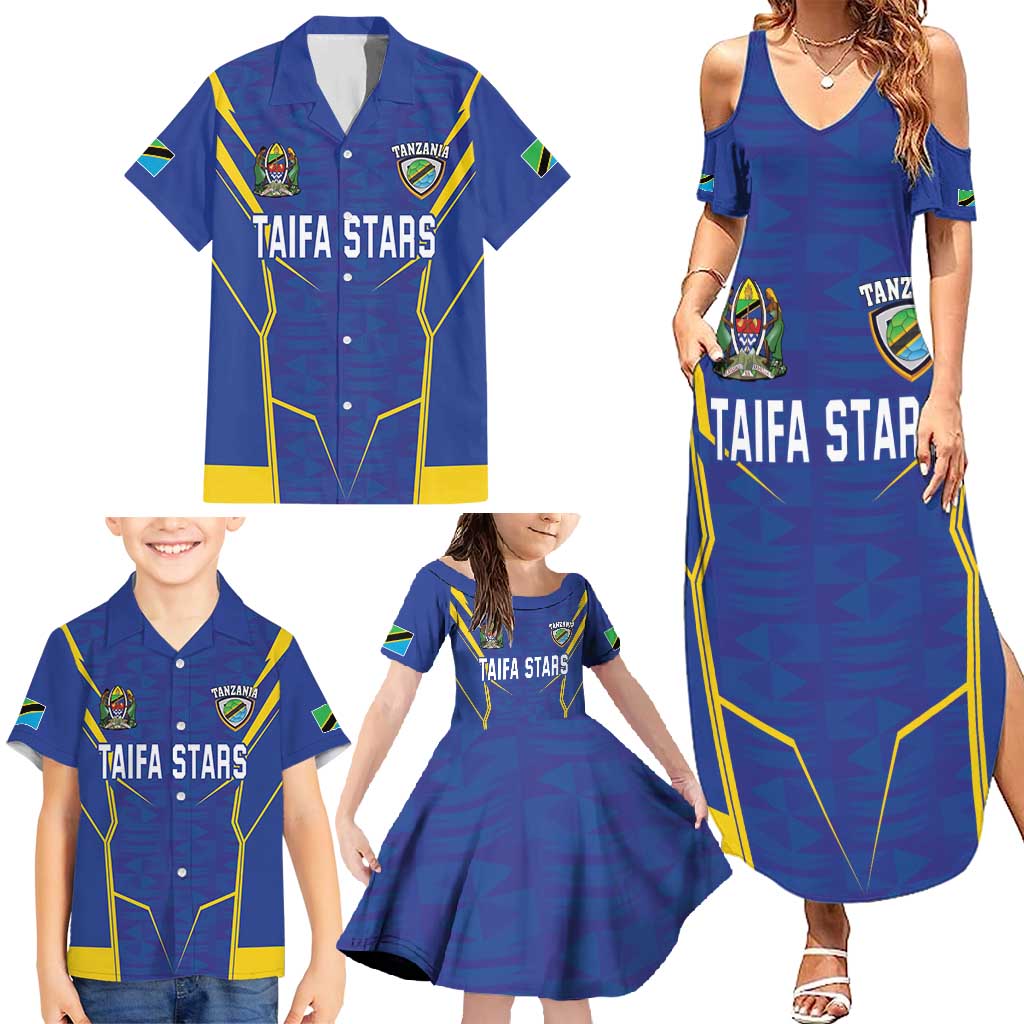 Custom Tanzania Football Family Matching Summer Maxi Dress and Hawaiian Shirt Taifa Stars Sporty Style - Wonder Print Shop