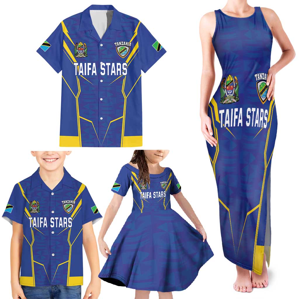 Custom Tanzania Football Family Matching Tank Maxi Dress and Hawaiian Shirt Taifa Stars Sporty Style - Wonder Print Shop