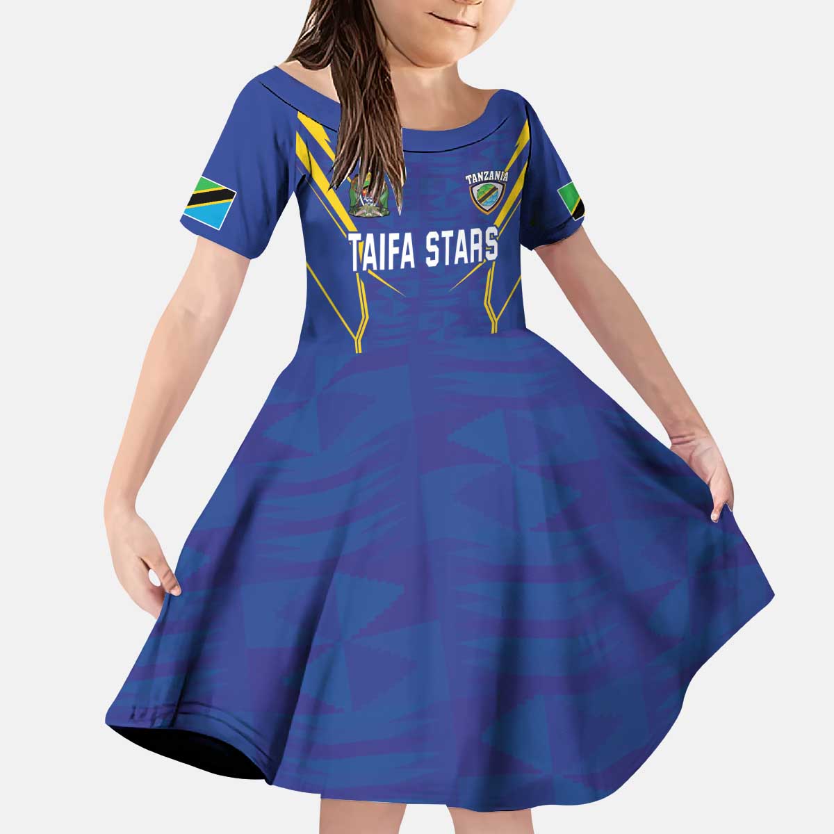 Custom Tanzania Football Kid Short Sleeve Dress Taifa Stars Sporty Style - Wonder Print Shop