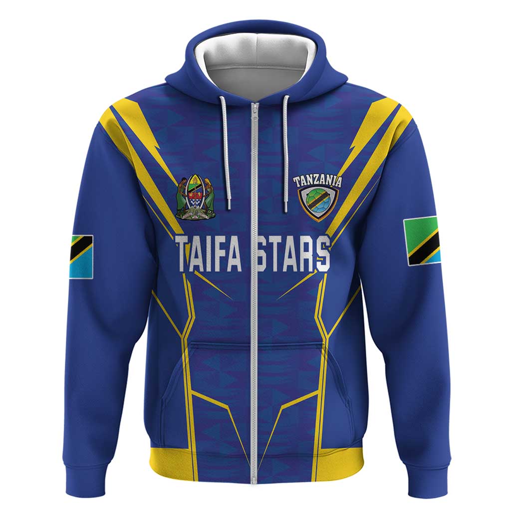 Custom Tanzania Football Zip Hoodie Taifa Stars Sporty Style - Wonder Print Shop