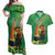 Happy Saint Patrick's Day Couples Matching Off Shoulder Maxi Dress and Hawaiian Shirt Cheerful Leprechaun Irish Harp