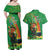 Happy Saint Patrick's Day Couples Matching Off Shoulder Maxi Dress and Hawaiian Shirt Cheerful Leprechaun Irish Harp