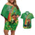 Happy Saint Patrick's Day Couples Matching Off Shoulder Short Dress and Hawaiian Shirt Cheerful Leprechaun Irish Harp