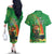 Happy Saint Patrick's Day Couples Matching Off The Shoulder Long Sleeve Dress and Hawaiian Shirt Cheerful Leprechaun Irish Harp