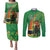 Happy Saint Patrick's Day Couples Matching Puletasi and Long Sleeve Button Shirt Cheerful Leprechaun Irish Harp