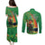 Happy Saint Patrick's Day Couples Matching Puletasi and Long Sleeve Button Shirt Cheerful Leprechaun Irish Harp