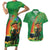 Happy Saint Patrick's Day Couples Matching Short Sleeve Bodycon Dress and Hawaiian Shirt Cheerful Leprechaun Irish Harp