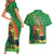 Happy Saint Patrick's Day Couples Matching Short Sleeve Bodycon Dress and Hawaiian Shirt Cheerful Leprechaun Irish Harp