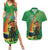 Happy Saint Patrick's Day Couples Matching Summer Maxi Dress and Hawaiian Shirt Cheerful Leprechaun Irish Harp