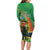 Happy Saint Patrick's Day Family Matching Long Sleeve Bodycon Dress and Hawaiian Shirt Cheerful Leprechaun Irish Harp