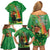 Happy Saint Patrick's Day Family Matching Off Shoulder Short Dress and Hawaiian Shirt Cheerful Leprechaun Irish Harp