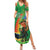 Happy Saint Patrick's Day Family Matching Summer Maxi Dress and Hawaiian Shirt Cheerful Leprechaun Irish Harp