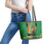 Happy Saint Patrick's Day Leather Tote Bag Cheerful Leprechaun Irish Harp