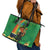 Happy Saint Patrick's Day Leather Tote Bag Cheerful Leprechaun Irish Harp