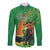 Happy Saint Patrick's Day Long Sleeve Button Shirt Cheerful Leprechaun Irish Harp