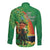 Happy Saint Patrick's Day Long Sleeve Button Shirt Cheerful Leprechaun Irish Harp