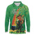 Happy Saint Patrick's Day Long Sleeve Polo Shirt Cheerful Leprechaun Irish Harp