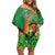 Happy Saint Patrick's Day Off Shoulder Short Dress Cheerful Leprechaun Irish Harp