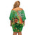 Happy Saint Patrick's Day Off Shoulder Short Dress Cheerful Leprechaun Irish Harp