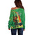 Happy Saint Patrick's Day Off Shoulder Sweater Cheerful Leprechaun Irish Harp