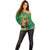 Happy Saint Patrick's Day Off Shoulder Sweater Cheerful Leprechaun Irish Harp