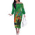 Happy Saint Patrick's Day Off The Shoulder Long Sleeve Dress Cheerful Leprechaun Irish Harp