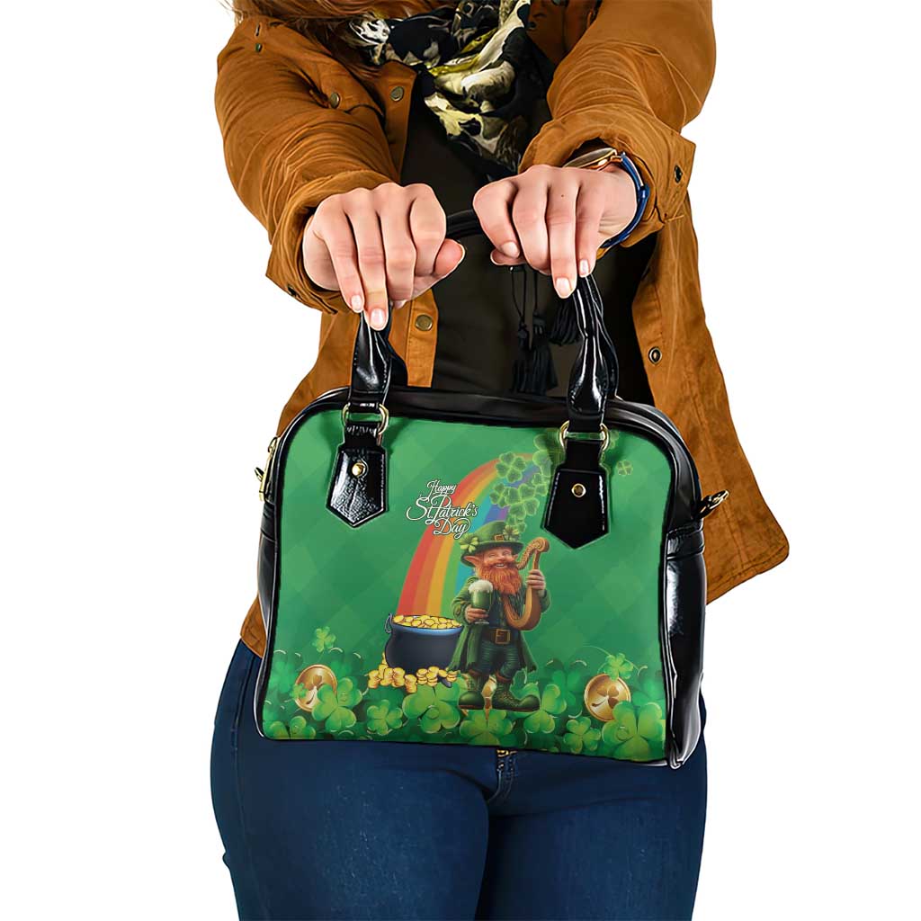 Happy Saint Patrick's Day Shoulder Handbag Cheerful Leprechaun Irish Harp