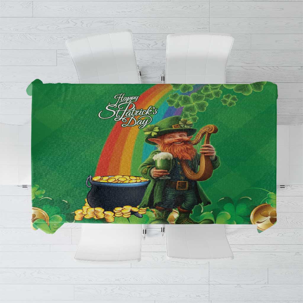 Happy Saint Patrick's Day Tablecloth Cheerful Leprechaun Irish Harp