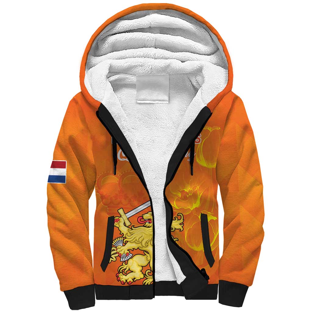 Personalized Netherlands Queen's Day Sherpa Hoodie Koninginnedag Royal Crown